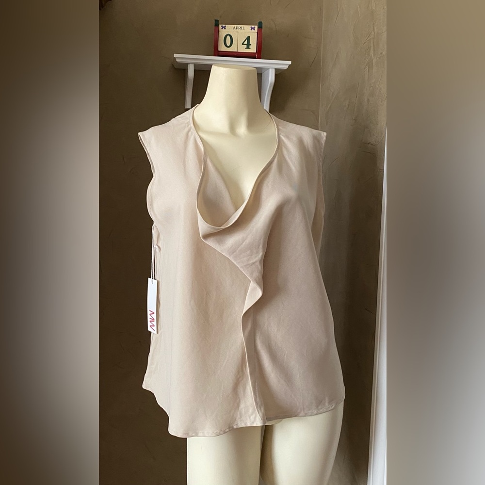 MAGGIE WARD cowl neck top Shell beige women’s size L